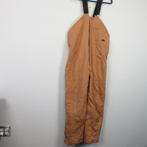 Craftsman Insulated Bib Overalls Men L Brown 100% Cotton Lined Work Utility 1580 - Picture 1 of 12